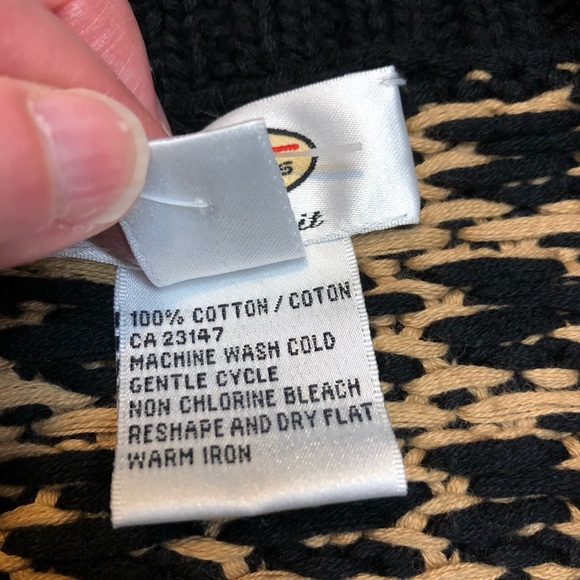 Talbot's chunky hand-knit brown beige sweater cardigan size M - Picture 5 of 8